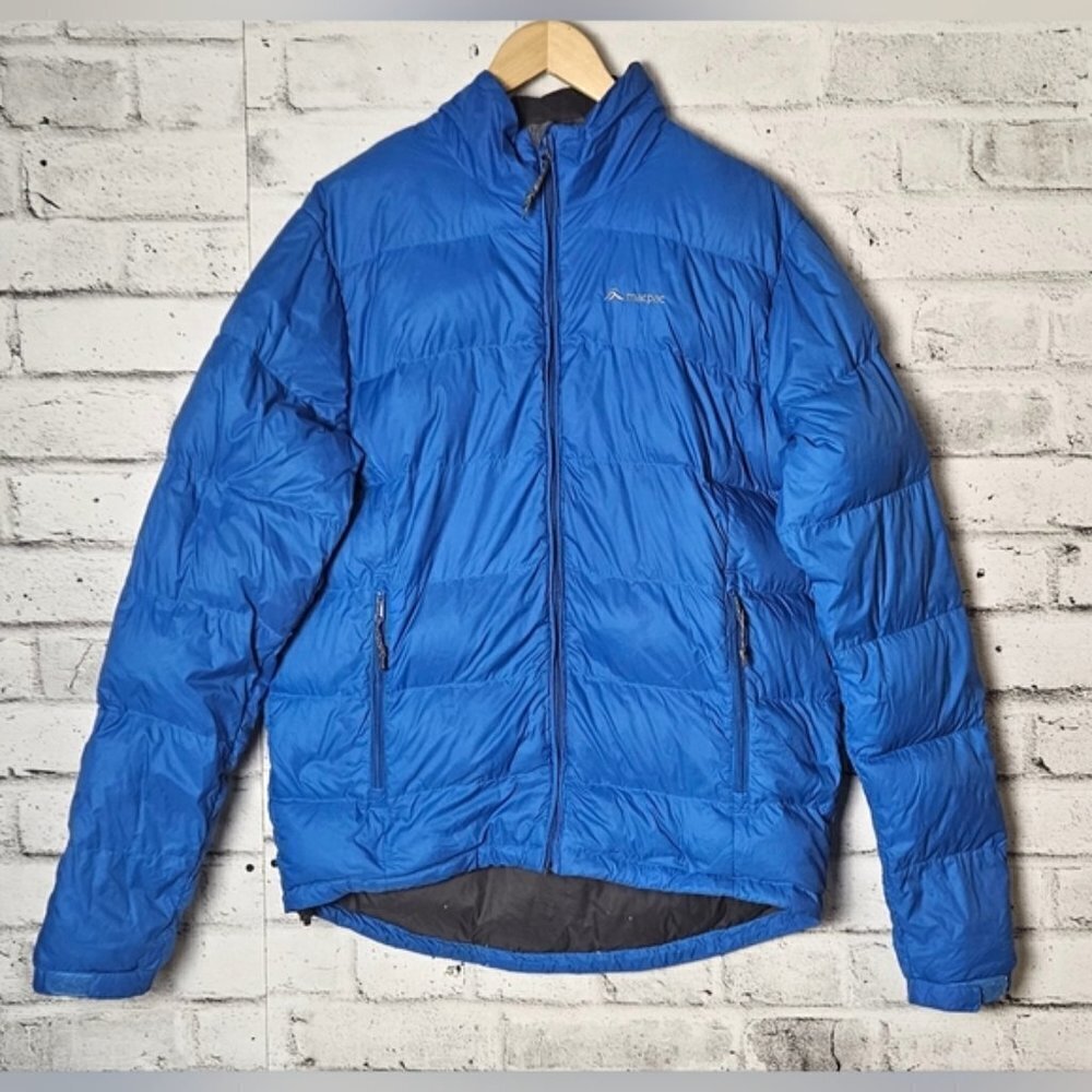 Macpac Down Puffer Jacket Mens Medium Blue Lightweight Outdoor